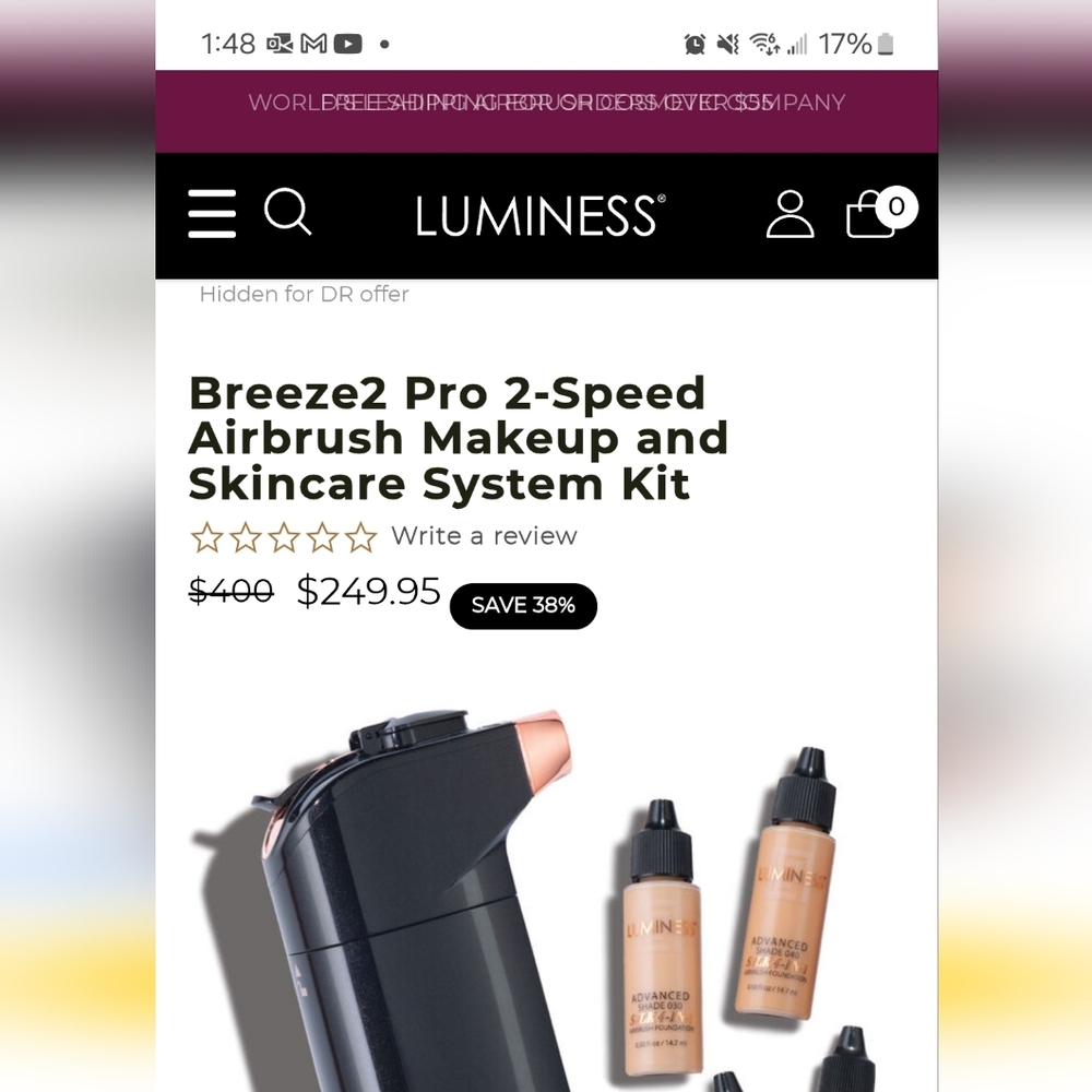 Luminess Breeze2 Pro Airbrush Makeup and Skincare System Kit - Black and Tan